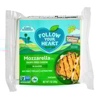 Follow Your Heart Dairy-Free Vegan Sliced Mozzarella Cheese 7 oz. - 11/Case