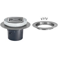 Zurn Elkay EZ2-PV4-ST-SS-CC EZ2 PVC Floor Drain with 5" Square Stainless Steel Strainer, Deck Plate, Clamp Collar, and 4" Outlet
