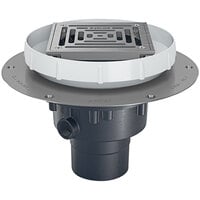 Zurn Elkay EZ2-PV3-ST-SS EZ2 PVC Floor Drain with 5" Square Stainless Steel Strainer, Deck Plate, and 3" - 4" Outlet