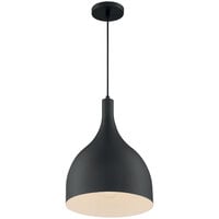 SATCO/NUVO Bellcap 1-Light Pendant Light with Matte Black Finish - 120V, 100W