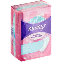 Always 72-Count Unscented Thin Daily Liners - 12/Case