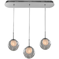 Kalco Meteor 3-Light Contemporary Island Light with Clear Glass and Polished Chrome Finish - 120V, 20W