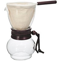 Hario 8 oz. Coffee Drip Pot with Wooden Neck and Reusable Cloth Filter DPW-1