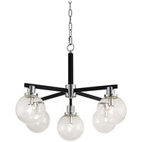 Kalco Cameo 5-Light Mid-Century Modern Pendant Light with Matte Black Finish and Nickel Accents - 120V, 25W