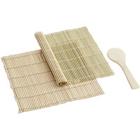 Emperor's Select Sushi Making Kit with Bamboo Rice Paddle and (2) 12" x 12" Bamboo Sushi Mats