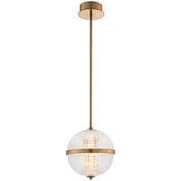 Kalco Portland 10" LED Contemporary Mini Pendant Light with Winter Brass Finish and Glass Top - 120V, 12W