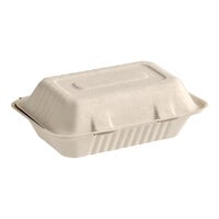 EcoChoice 9 inch x 6 inch x 3 inch No PFAS Added Natural Bagasse Blend Take-Out Container - 200/Case
