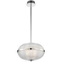 Kalco Portland 16" LED Contemporary Pendant Light with Polished Nickel Finish and Glass Top - 120V, 16W