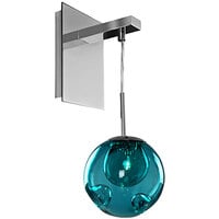 Kalco Meteor 1-Light Contemporary Wall Sconce with Aqua Glass and Polished Chrome Finish - 120V, 20W