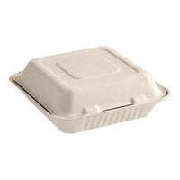 EcoChoice 9 inch x 9 inch x 3 inch No PFAS Added Natural Bagasse Blend Take-Out Container - 200/Case