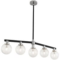 Kalco Cameo 5-Light Mid-Century Modern Island Light with Matte Black Finish and Nickel Accents - 120V, 25W