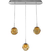 Kalco Meteor 3-Light Contemporary Island Light with Amber Glass and Polished Chrome Finish - 120V, 20W