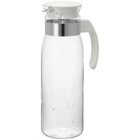Hario Slim 48 oz. Glass Pitcher with White Lid and Handle