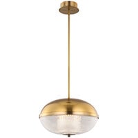 Kalco Portland 16" LED Contemporary Pendant Light with Winter Brass Finish and Steel Top - 120V, 16W