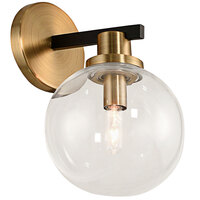 Kalco Cameo 1-Light Mid-Century Modern Wall Sconce with Brushed Pearlized Brass Accents - 120V, 25W