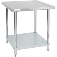 Regency 30 inch x 30 inch 18-Gauge 304 Stainless Steel Commercial Work Table with Galvanized Legs and Undershelf