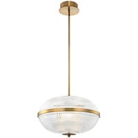 Kalco Portland 16" LED Contemporary Pendant Light with Winter Brass Finish and Glass Top - 120V, 16W
