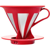 Hario Cafeor Red Plastic Dripper with Stainless Steel Filter CFOD-02-R