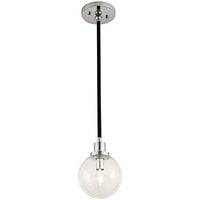 Kalco Cameo 1-Light Mid-Century Modern Mini Pendant Light with Matte Black Finish and Nickel Accents - 120V, 25W