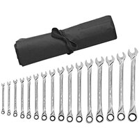 Gearwrench 16-Piece 72-Tooth 12 Point XL Ratcheting Metric Combination Wrench Set with Tool Roll 85099R