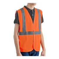Lavex Class 2 Orange High Visibility Surveyor's Safety Vest with Hook & Loop Closure - Medium