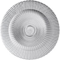 Acopa 13" Round Silver Sunburst Glass Charger Plate - 12/Case