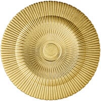 Acopa 13" Round Gold Sunburst Glass Charger Plate - 12/Case
