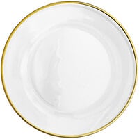 Acopa 13 inch Round Gold Rim Glass Charger Plate - 12/Case