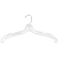 17 inch Clear Plastic Heavy-Weight Shirt Hanger with Chrome Hook - 100/Pack