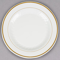 WNA Comet MP10IPREM 10 1/4" Ivory Masterpiece Plastic Plate with Gold Accent Bands - 120/Case