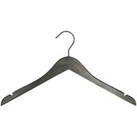 17 inch Espresso Low Gloss Wooden Shirt Hanger with Chrome Hook - 100/Pack