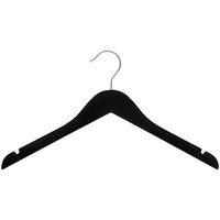 17 inch Black Rubberized Wooden Shirt Hanger with Chrome Hook - 100/Pack