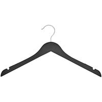 17 inch Black Low Gloss Wooden Shirt Hanger with Chrome Hook - 100/Pack