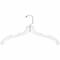 17 inch Clear Plastic Middle Heavy-Weight Shirt Hanger with Chrome Hook - 100/Pack