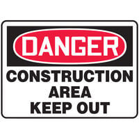 Accuform 10" x 14" Aluminum "Danger Construction Area / Keep Out" Safety Sign MADM014VA