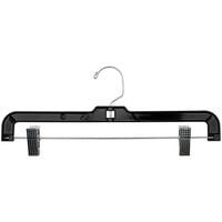 14 inch Black Plastic Heavy-Weight Skirt / Pant Hanger with Chrome Hardware - 100/Pack