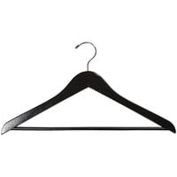 17 inch Black Gloss Flat Wooden Suit Hanger with Chrome Hook - 100/Pack