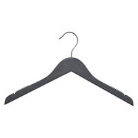 17 inch Gray Low Gloss Wooden Shirt Hanger with Chrome Hook - 100/Pack