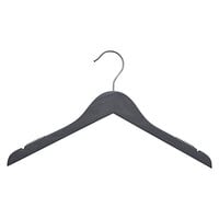 17" Gray Low Gloss Wooden Shirt Hanger with Chrome Hook - 100/Pack