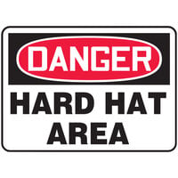 Accuform 10" x 14" Plastic "Danger / Hard Hat Area" Safety Sign MPPA005VP