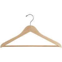 17 inch Natural Gloss Flat Wooden Suit Hanger with Chrome Hook - 100/Pack