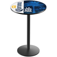 Holland Bar Stool 30 inch Corona White Logo with Navy Palm Tree Pub Table with Round Base