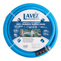 Lavex 50' 3/4" Commercial Grade Blue Rubber Water Hose with 3/4" GHT Connection - 500 PSI