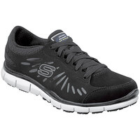 Skechers Stacey Black / White Soft Toe Non-Slip Athletic Shoe - Women's