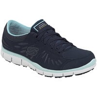 Skechers Stacey Navy / Aqua Soft Toe Non-Slip Athletic Shoe - Women's