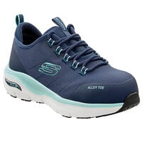 Skechers Sadie Women's Arch Fit Navy / Aqua Alloy Toe Non-Slip Athletic Shoe