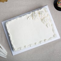 Enjay 13 3/4 inch x 9 3/4 inch Fold-Under 1/4 inch Thick Quarter Sheet White Cake Board - 24/Case