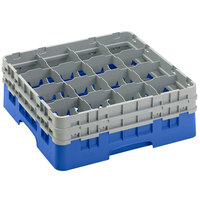 Cambro 16S534-168 Camrack 6 1/8 inch High Customizable Blue 16 Compartment Glass Rack