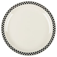 Homer Laughlin by Steelite International Black Checkers 10 1/2 inch Creamy White / Off White China Plate - 12/Case