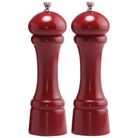 Chef Specialties 08602 Professional Series 8 inch Customizable Autumn Hues Candy Apple Red Pepper Mill and Salt Mill Set